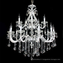 Hot sale modern style silver glass lamp with crystal luxury candle chandelier